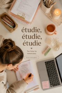 Une femme en train d'étudier avec des notes et un ordinateur portable