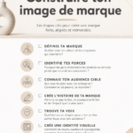 Illustration d'une femme construisant son image de marque avec des éléments visuels