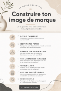Illustration d'une femme construisant son image de marque avec des éléments visuels