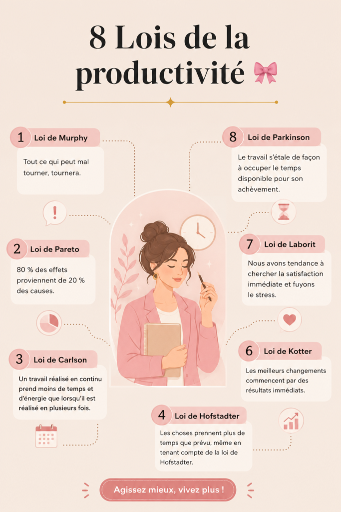 Visuel montrant des outils de productivité pour femmes modernes.