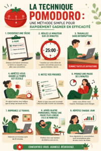 Femme travaillant efficacement avec une méthode Pomodoro