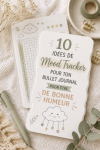 Un bullet journal ouvert illustrant des mood trackers colorés et créatifs.