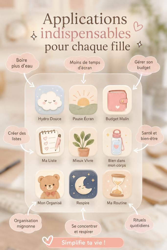 Femme utilisant son smartphone avec des applications de gestion et de bien-être