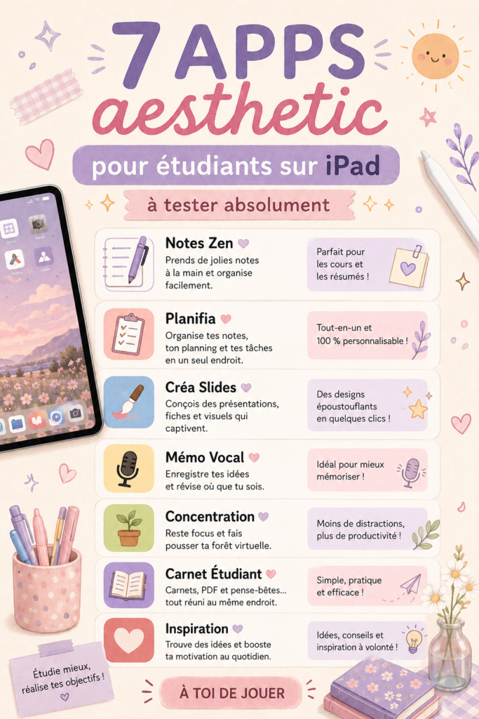 Interface esthétique d'applications pour étudiants sur iPad