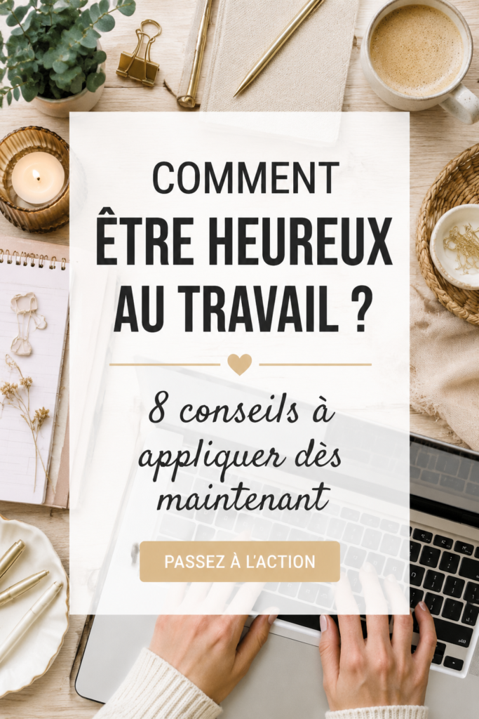 Femme souriante au travail, épanouie dans son environnement professionnel.