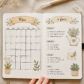 Couverture colorée d'un bullet journal avec des thèmes printaniers pour mai