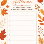 Calendrier d'octobre coloré à imprimer pour l'automne.