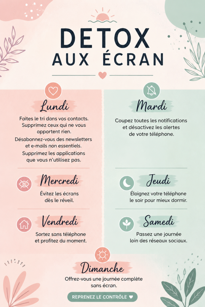 Femme méditant loin des écrans pour une détox numérique