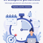 Femme utilisant une application de gestion du temps sur son smartphone dans un cadre serein
