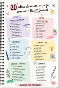 Exemple de mise en page colorée et organisée d'un Bullet Journal.