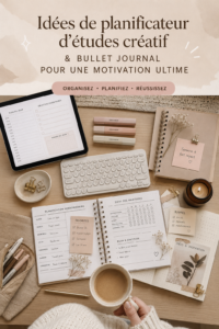 Femme tenant un bullet journal coloré pour organiser ses études
