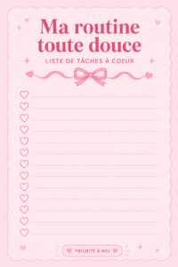 Une liste de tâches kawaii sur un bureau coloré.