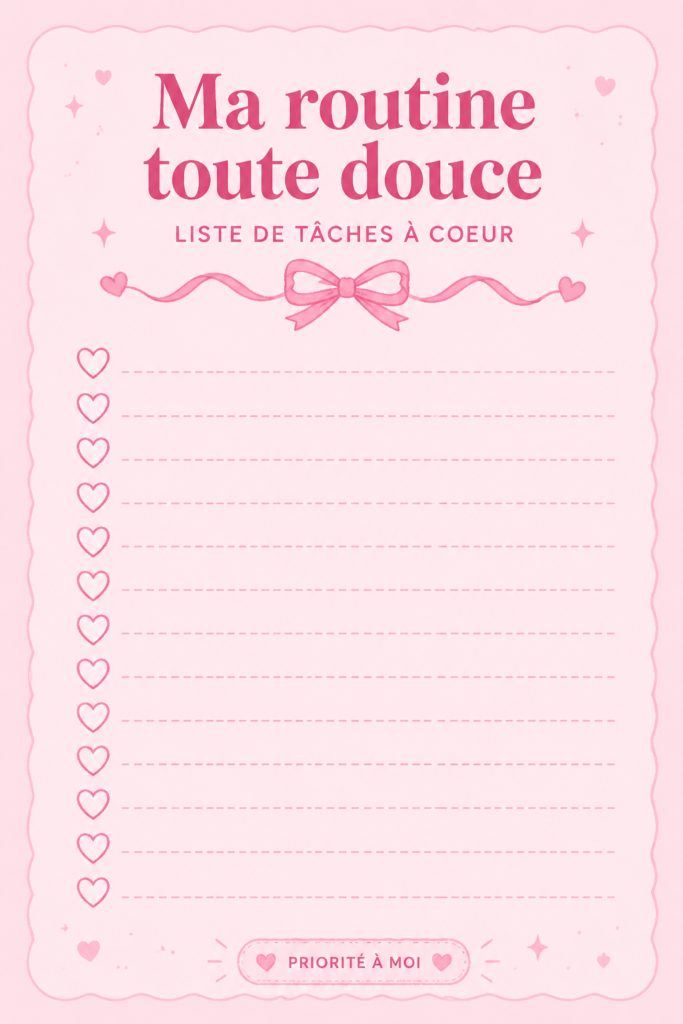 Une liste de tâches kawaii sur un bureau coloré.