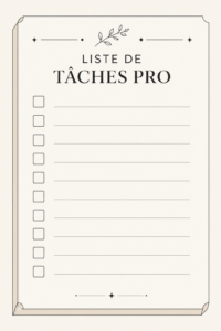 Illustration d'une femme écrivant une liste de tâches sur un carnet, représentant l'organisation et la productivité.