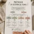Femme utilisant un calendrier pour organiser son temps de manière efficace.