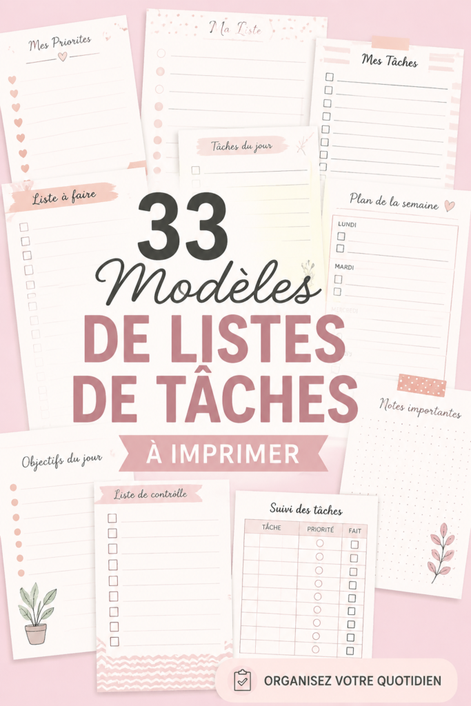 Exemple de modèle de liste de tâches à imprimer, conçu pour organiser efficacement son quotidien.