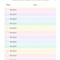 Un joli planner pastel ouvert sur une table en bois, avec des stylos colorés à côté.