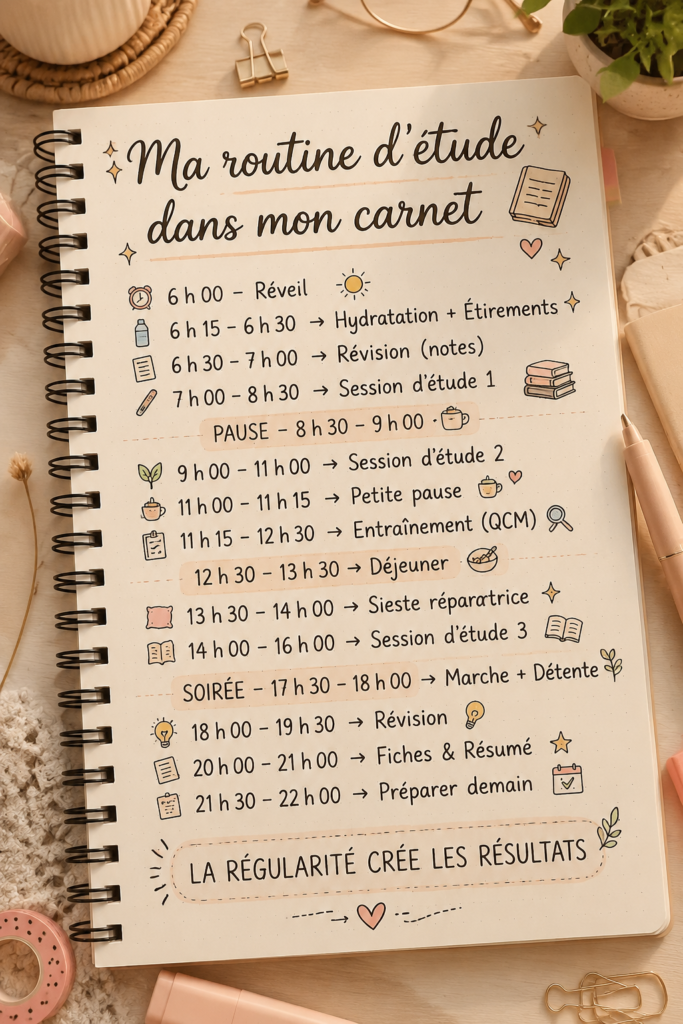 Une belle desk setup pour une routine d'études esthétique