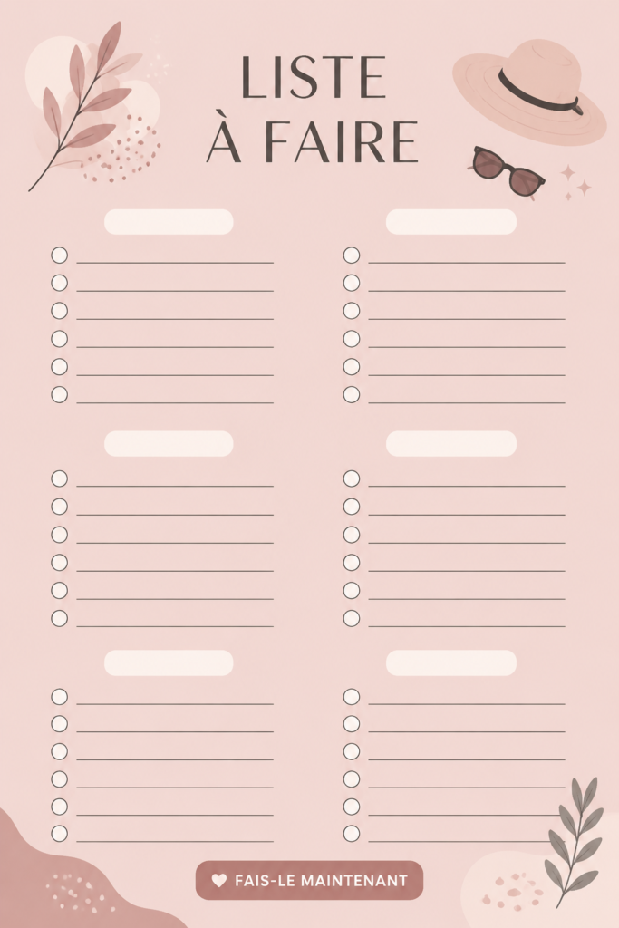 Femme rédigeant une to-do list pour un voyage sur un carnet