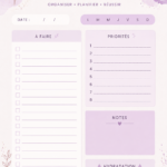 To-do list esthétique en pastel violet, sur un bureau bien organisé