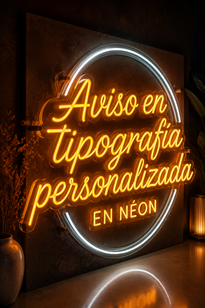Affiche néon personnalisée illuminée dans une pièce moderne