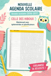 Un agenda scolaire coloré posé sur un bureau, symbolisant l'organisation et la créativité.