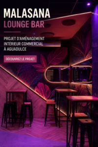 Photo du bar Malasaña avec une décoration design et chaleureuse.