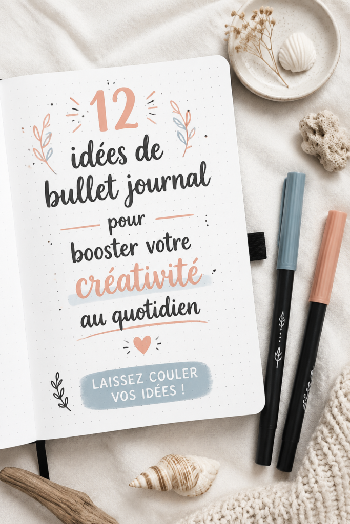 Photo d'un Bullet Journal avec des éléments de créativité et d'organisation.