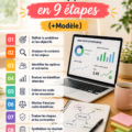 Femme d'affaires présentant un business case sur son ordinateur