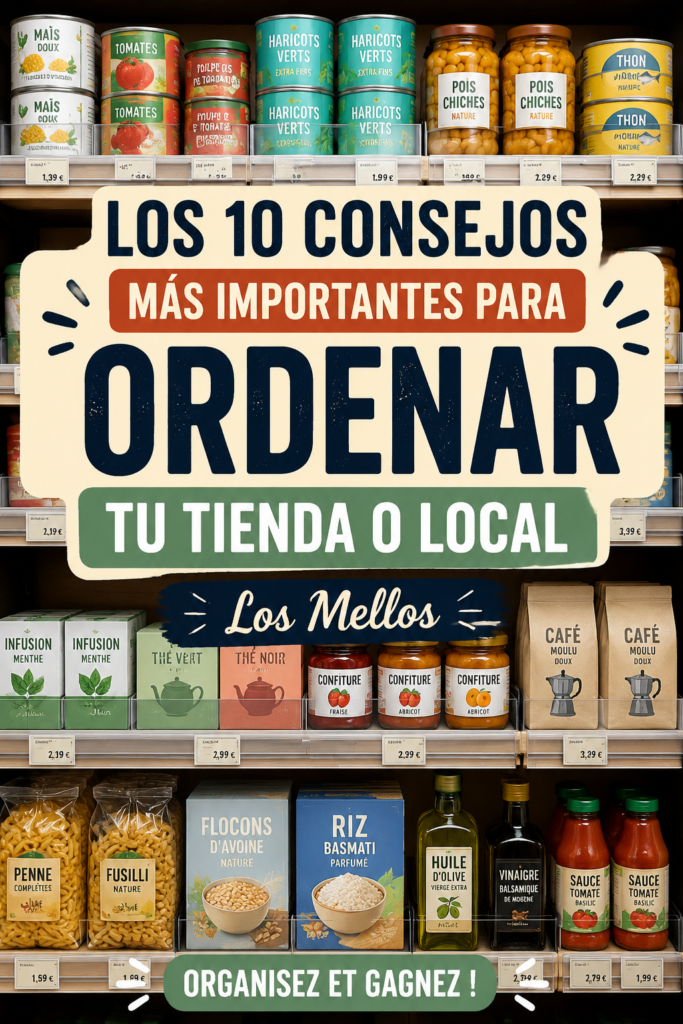 Intérieur d'un magasin bien organisé avec produits bien disposés