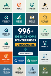 Idées de noms d'entreprise d'ingénierie sur un tableau blanc
