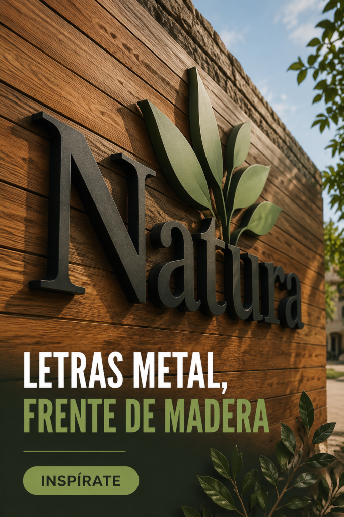 Belles lettres en métal sur un support en bois, décoratives pour un intérieur chaleureux.