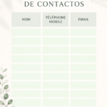 Une page de bullet journal avec une liste de contacts organisée.