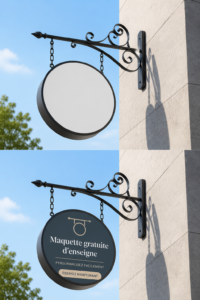 Maquette de panneau suspendu avec logo moderne, idéale pour les projets créatifs