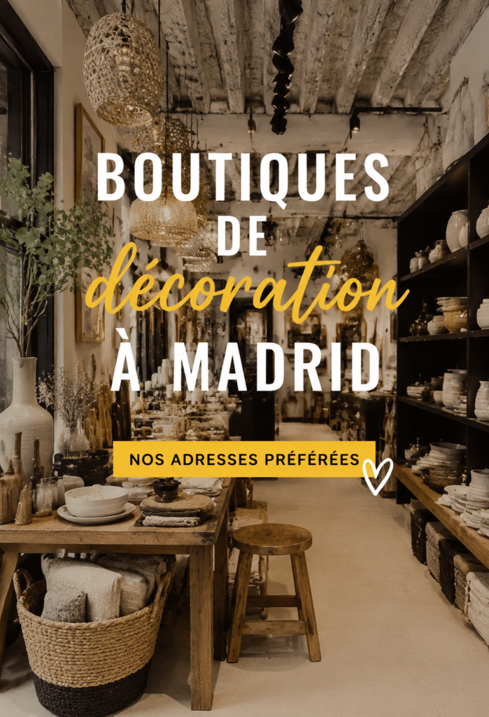 Vue d'une boutique de décoration à Madrid avec divers objets stylés