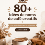 Un joli café avec une enseigne colorée et accueillante, représentant l'importance du nom pour attirer la clientèle.