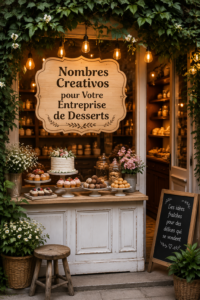 Exemples de noms créatifs pour une entreprise de desserts