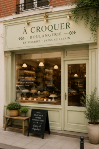 Vitrine de Pancomido avec des pâtisseries françaises appétissantes