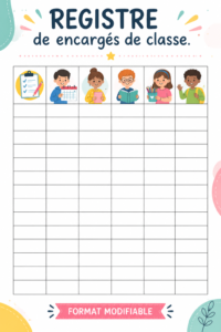 Exemple de modèle de registre d'activités pour enseignants, simple et pratique.