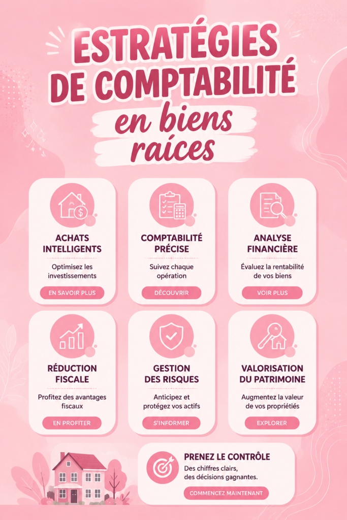 Femme souriante regardant des documents financiers pour une comptabilité immobilière réussie.