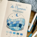 Une illustration d'un tracker d'humeur avec des annotations colorées représentant différentes émotions.