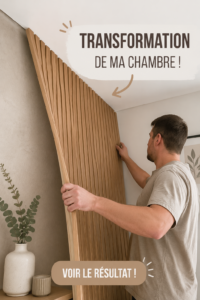 Chambre décorée avec des couleurs apaisantes et des éléments modernes.