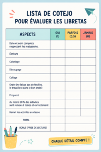 Checklist d'évaluation pour choisir le bon carnet en toute simplicité.