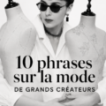 Une citation inspirante de designer sur fond de mode élégante.