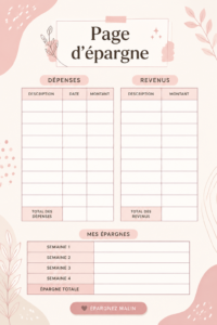 Femme utilisant une page de suivi d'épargne sur son bureau.