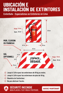 Un extincteur bien installé dans une entreprise pour assurer la sécurité incendie.