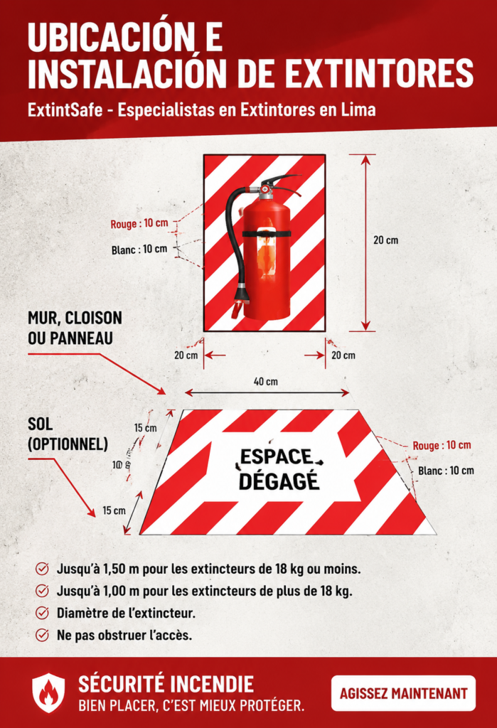 Un extincteur bien installé dans une entreprise pour assurer la sécurité incendie.