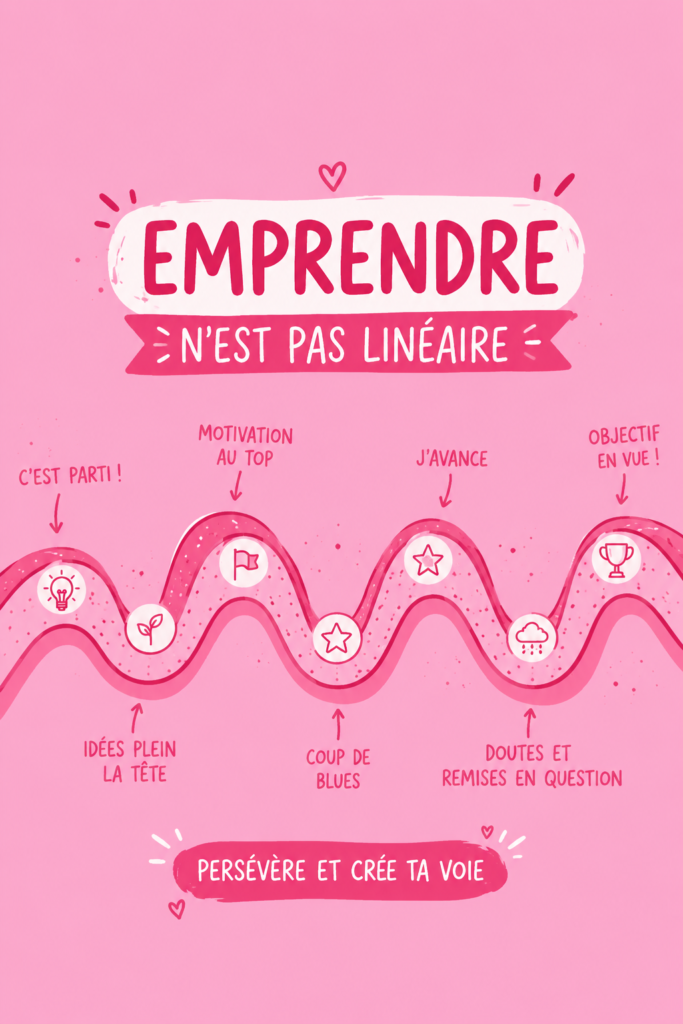 Une femme souriante détenant un tableau avec des croissances non linéaires symbolisant l'entrepreneuriat.