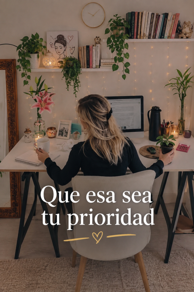 Femme réfléchissant à ses priorités devant un tableau blanc