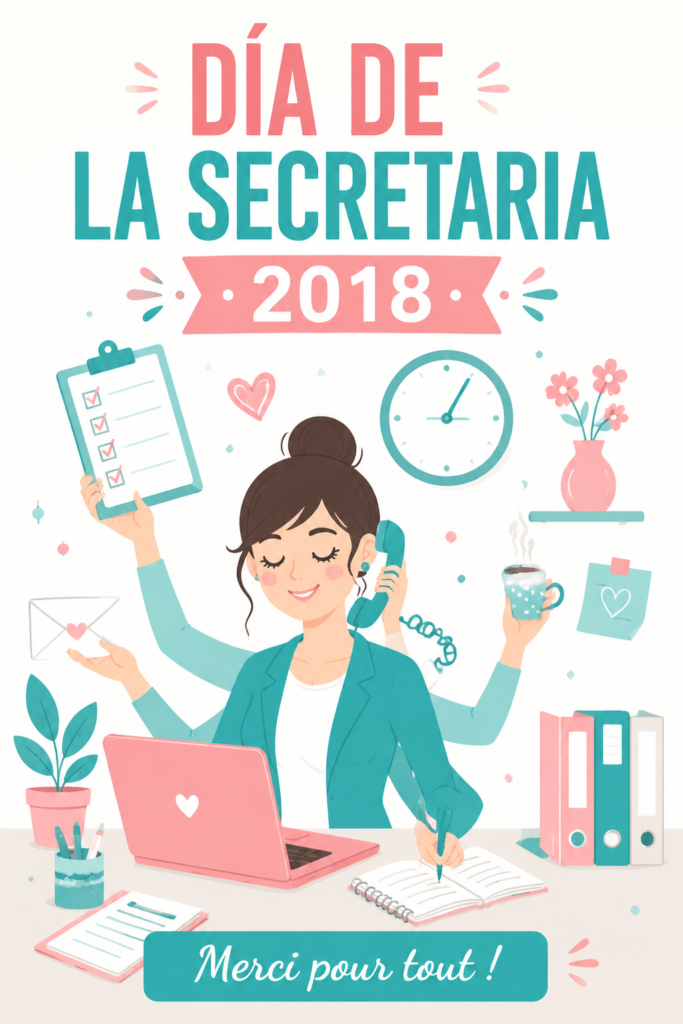 Fête de la journée de la secrétaire avec des décorations et des cadeaux au bureau.